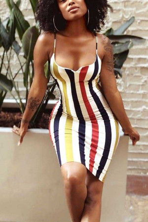 Colorful Sexy Slip Printed Dress