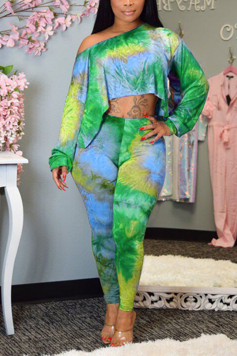 Leaf Print Halter Summer Sexy Two Piece Set