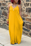 Yellow Sexy Casual Loose Sling Dress