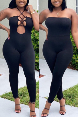 Black Fashion Sexy Strapless Jumpsuit