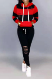 Black Fashion Casual Hooded Long Sleeve Two-Piece Suit