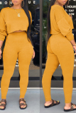 Yellow Fashion Casual Solid Two Pieces