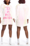 White Casual Sexy Letter Offset Hip Dress