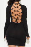 Black Fashion Sexy Long Sleeve Dress