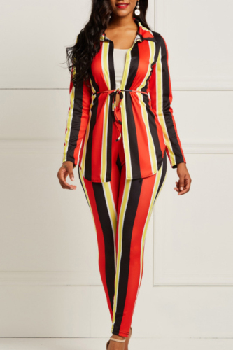 Multicolor Fashion Striped Print Two Pieces