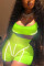 Fluorescent green Fashion Sports Short Sleeve Two-Piece Suit