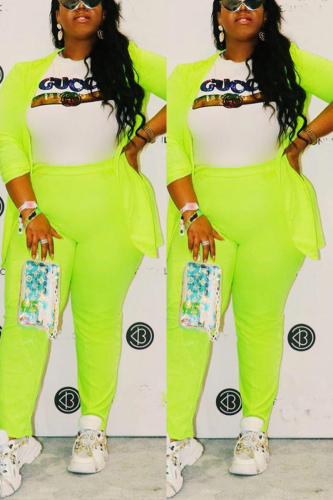 Fluorescent green Fashion Casual Autumn And Winter Two-Piece Suit