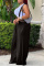 Black Casual Solid Backless Spaghetti Strap Regular Jumpsuits (Without Vest)