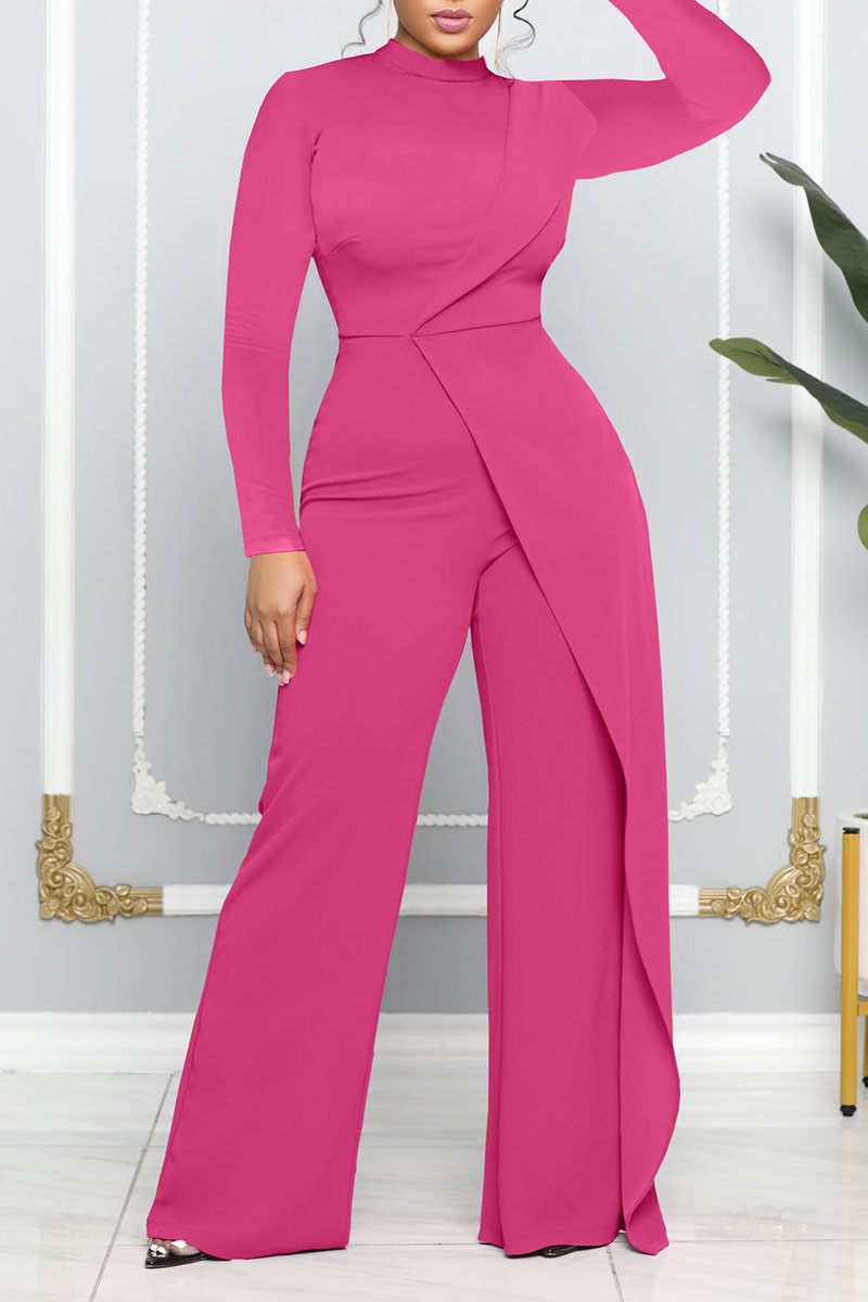 Casual Solid Patchwork Strapless Straight Jumpsuits(4 Colors)