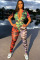 Camouflage Sexy Short Sleeve O Neck Jumpsuits