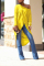 Orange adult Casual Fashion Cap Sleeve Long Sleeves O neck Asymmetrical Mid-Calf asymmetrical hol