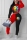 Red Celebrities Two Piece Suits Print Straight Long Sleeve Two-piece Pants Set