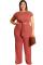Red bean paste Sexy Fashion adult O Neck Solid Bandage Two Piece Suits