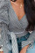 BlackAndWhite Fashion Sexy V Neck Striped Long Sleeve Shirt