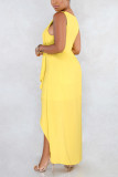 Yellow Sexy Fashion Loose Sleeveless Dress