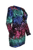 Multi-color Fashionable Sequined Decorative Blending Mini Dress(Non Positioning Printing)