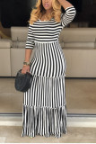 White Sexy Striped Featuring Mopping Dress