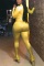 Yellow street Solid zipper Milk. Long Sleeve O Neck Jumpsuits