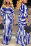 Blue Sexy Striped Featuring Mopping Dress