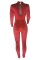 Red Sexy Patchwork Solid Long Sleeve O Neck Jumpsuits