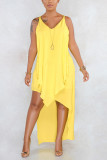 Yellow Sexy Fashion Loose Sleeveless Dress