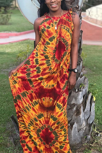 Multicolor Printed Lace-up Multi-color Dress