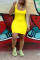 Yellow Fashion Casual Sling Short Dress