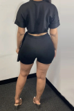 Black Fashion Sexy Short Sleeve Top Shorts Set