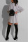 Grey adult Sexy Fashion lantern sleeve Long Sleeves O neck Pencil Dress Mini Solid Patchwork