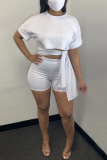 White Fashion Sexy Short Sleeve Top Shorts Set