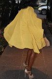 Yellow African Batwing Sleeves Mini Dress
