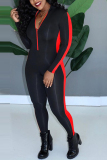 Red Fashion Sexy Zipper Long Sleeve Jumpsuit