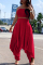 Red Sexy Trendy Solid Loose Two Pieces