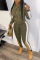 Army Green Casual Two Piece Suits Patchwork Solid pencil Long Sleeve