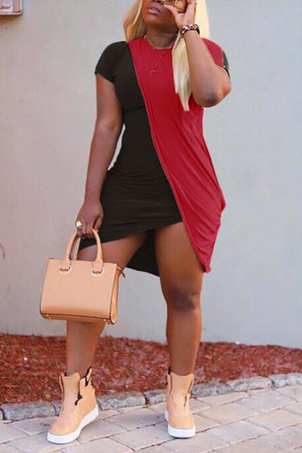 Black Sexy Round Neck Short Sleeve Dress