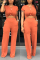 Orange Casual Fashion Bandage crop top Solid Straight Two-piece Pants Set