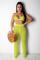 Mustard yellow Sexy Fashion HOLLOWED OUT Solid crop top Bandage Slim fit Two Piece Suits asymmetrical Str