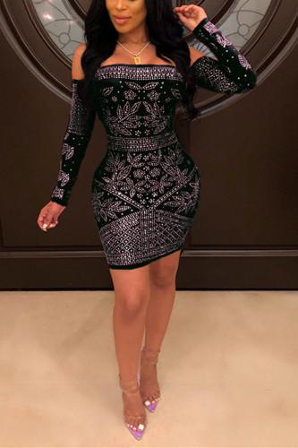 Black Sexy Tube Top Hot Drilling Dress