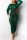 Green Sexy Cap Sleeve Long Sleeves O neck Step Skirt Ankle-Length hollow out asymmetrical Solid