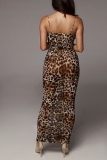 Leopard print Fashion Sexy Tight-Fitting Chest Dress