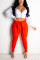 Red Sexy Fashion backless Patchwork asymmetrical pencil Long Sleeve Two-piece Pants Set