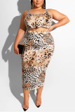 serpentine Fashion adult Sexy O Neck Print serpentine Leopard Two Piece Suits Striped