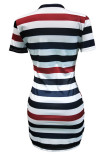 Multicolor Sexy Striped Cartoon Positioning Printing Dress