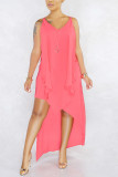 Pink Sexy Fashion Loose Sleeveless Dress