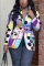 Multicolor Fashion Casual Colorful Printed Bouquet Waist Suit