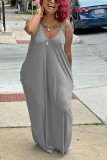 Grey Sexy Casual Loose Sling Dress