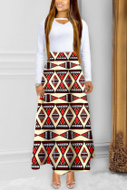 Brown Fashion Positioning Printing Skirt (Only Skirt)
