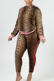 Leopard print Fashion Casual Printing Two-piece Set