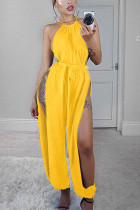 Yellow Sexy Fashion Sleeveless Jumpsuit