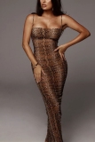 Leopard print Fashion Sexy Tight-Fitting Chest Dress
